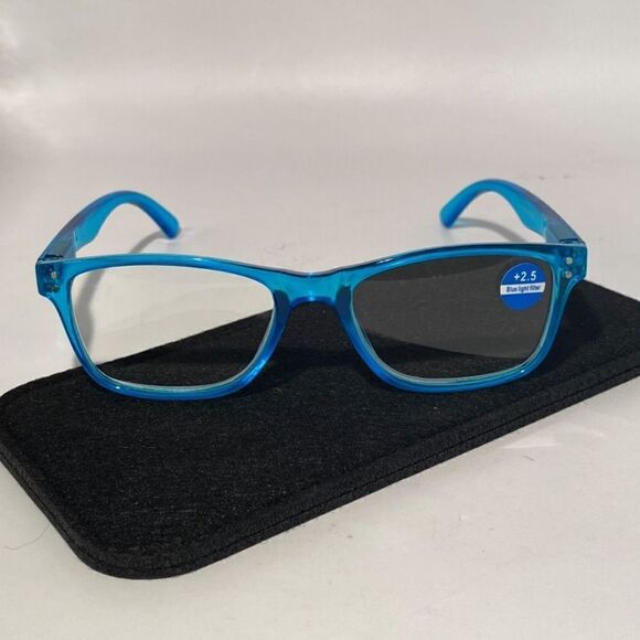 1396 Helen 4.0 Reading Glasses Thin Rectangle Blue light Filter Aqua Frames NWT main image 8